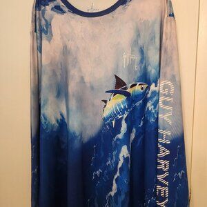 Guy Harvey XXL Long sleeve Blue-Fish Print Shirt